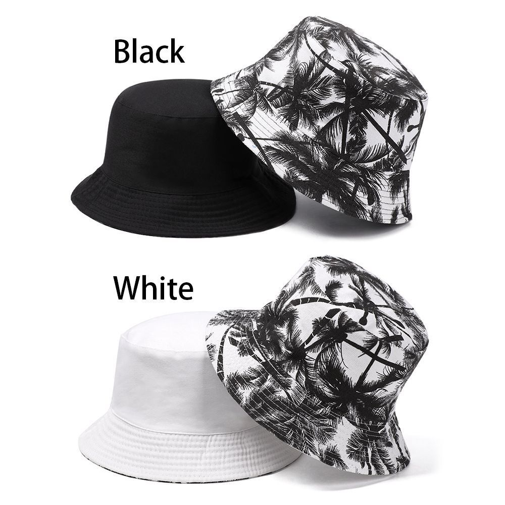 Canvas Double-Sided Bucket Hat Sun Hat Coconut Fisherman Cap Outdoor Sunscreen