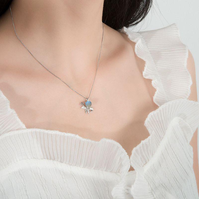 Little Devil Pendant Necklace Lovely Moonstone Evil Choker Fashion Jewerly Gift