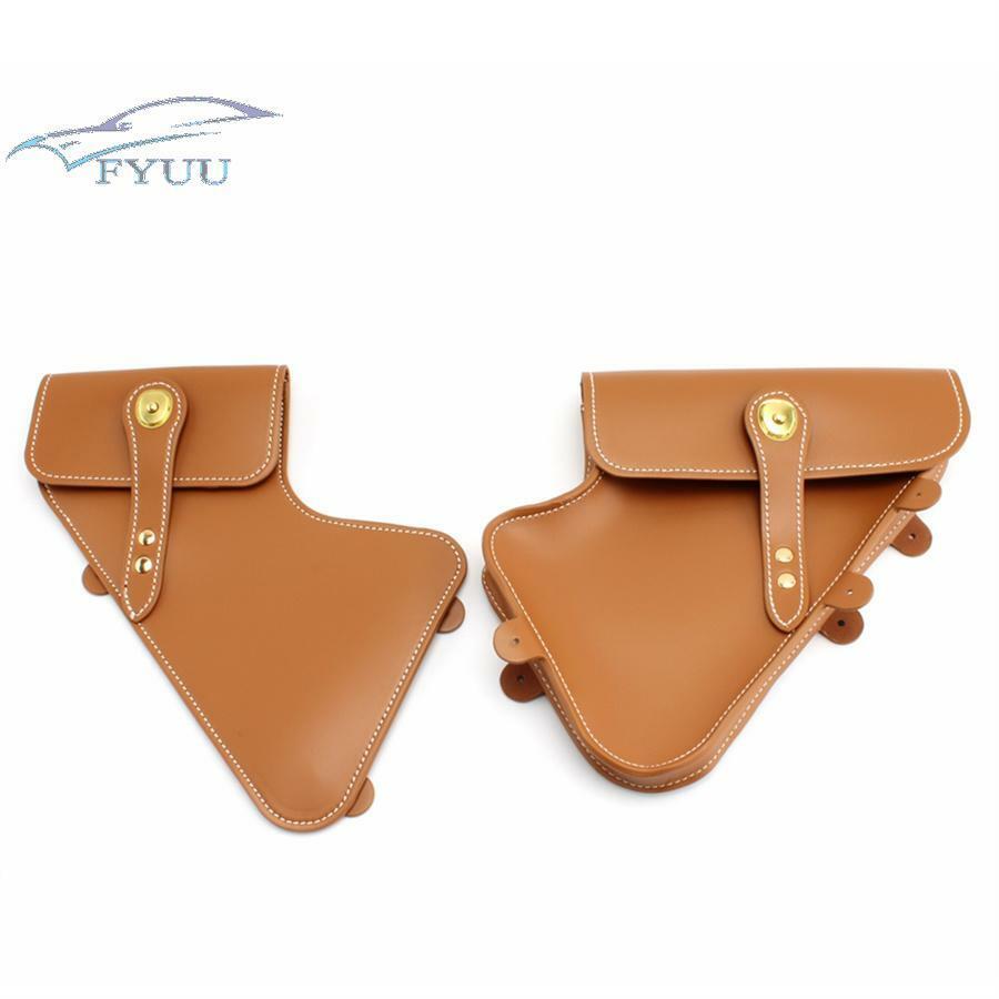 1 Pair Side Bag Brown PU Leather Motorcycle Storage Bag For BMW R Nine T 2014-Up