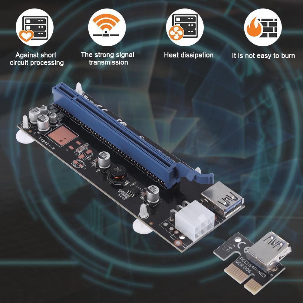 PCI-E Express 1x to 16x Extender Riser Card 6Pin USB3.0 Cable for BTC Miner
