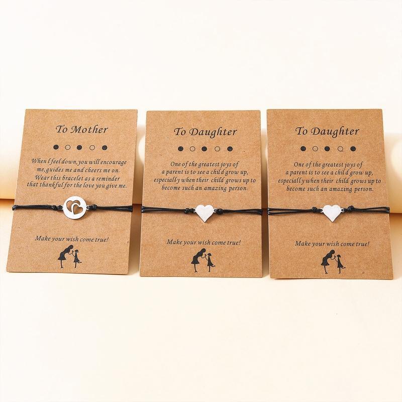 3 Pieces Love Heart Long Distance Relationship Bracelets Cute Jewelry Gifts