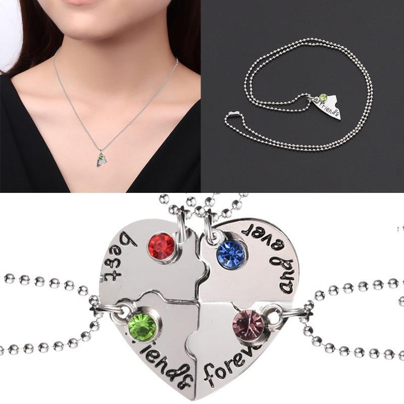Broken Heart Blue/green/brown/Red Rhinestones Necklace Best Friend Forever Gift