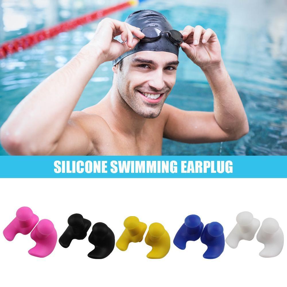 1 Pair Waterproof Earplugs Silicone Ear Plugs Swimming Accessories (Yellow)