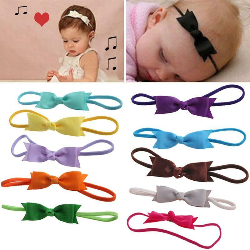 10pcs Newborn Baby Girl Infant Toddler Headband Bow Ribbon HairBand Accessory