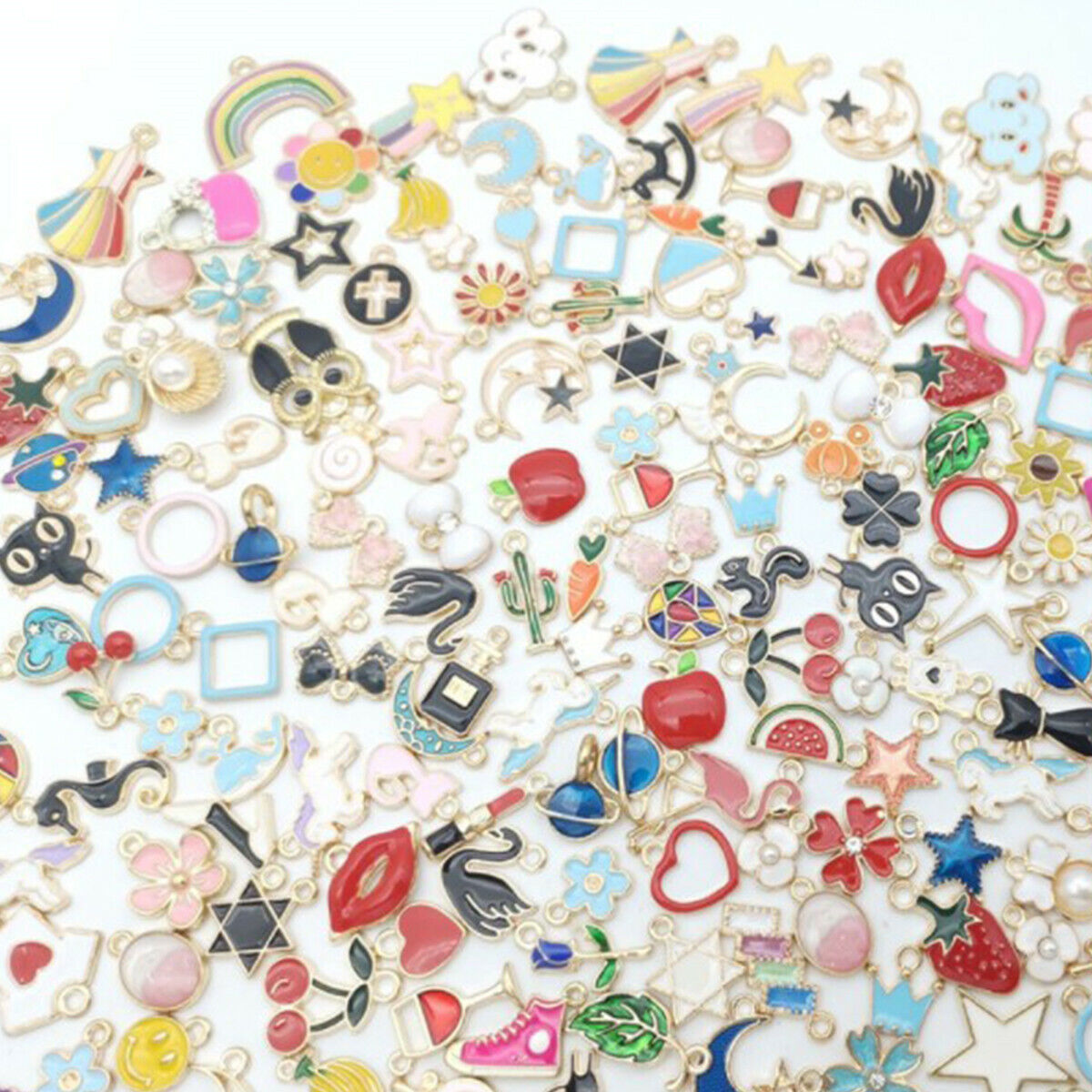 20Pcs Random Color DIY Mixed Enamel Alloy Pendant Charms Jewelry Accessories