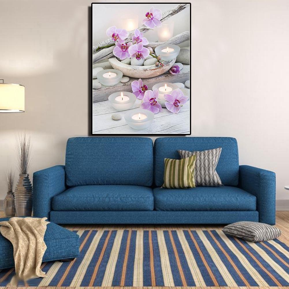 Flower Candle 5D Diamond DIY Painting Kit Cross Stitch Home Decor Craft