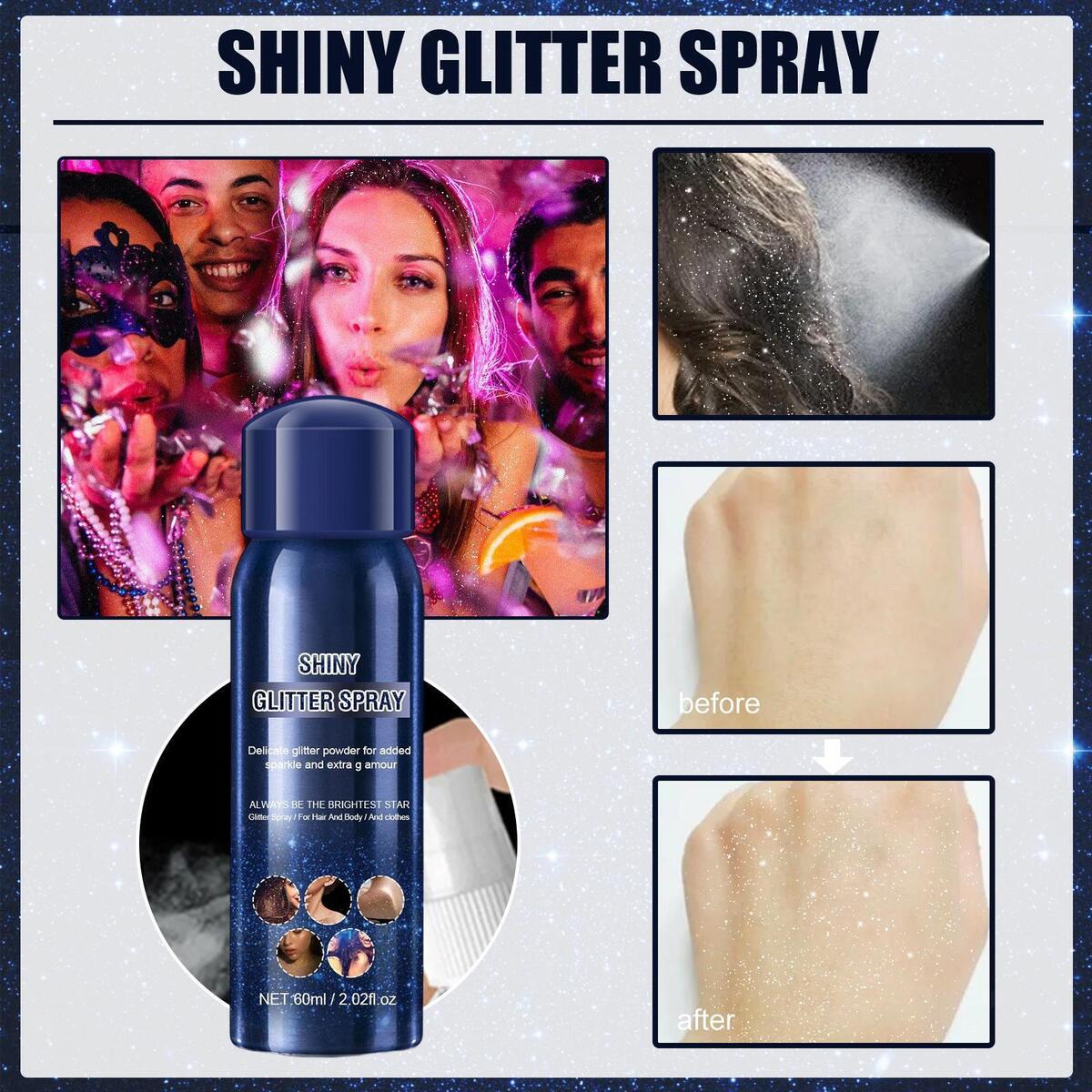 Hair Body Glitter Spray Face Highlighter Long Lasting Glow for Festival Rave