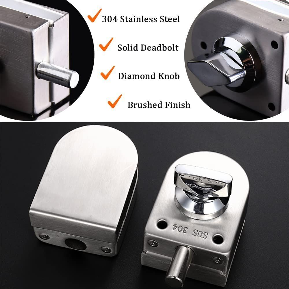 Keyless Home Security Single Bolt Knob Sliding Glass Door Lock Gate Floor Latch