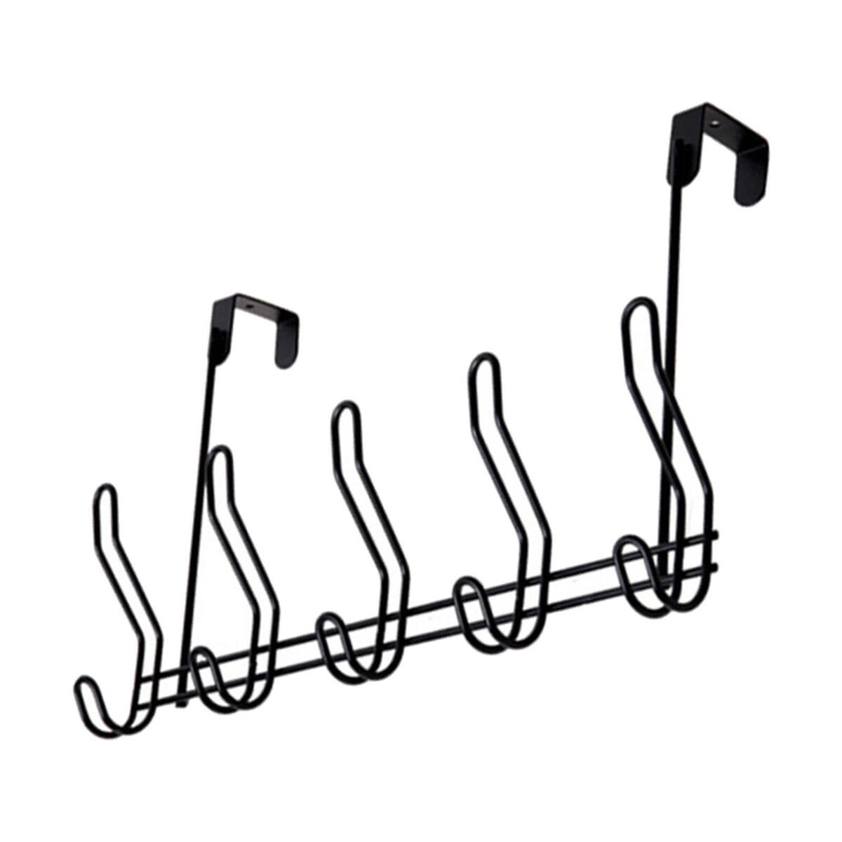 Over The Door Towel Rack 5 Hooks Behind Back of Door for Bag Clothes Robe