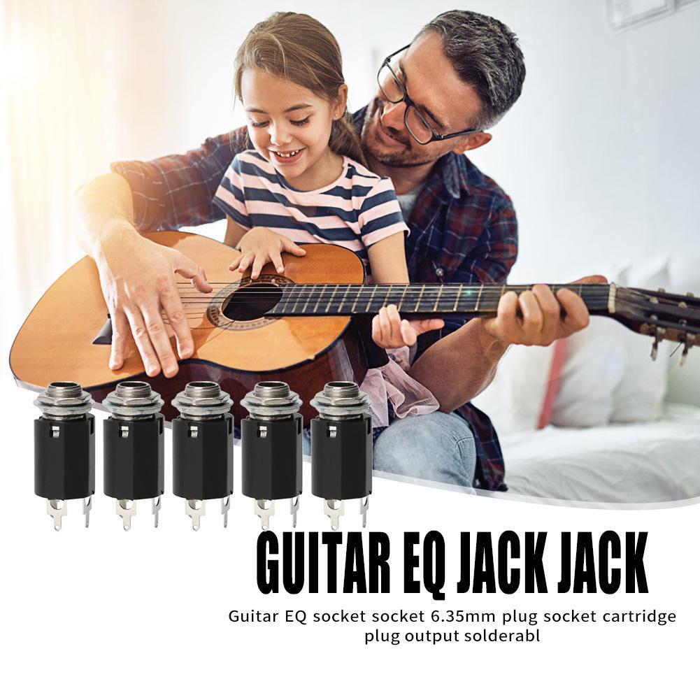 5pcs Acoustic Electric Guitar EQ Socket Plug 6.35mm Stereo Output Socket