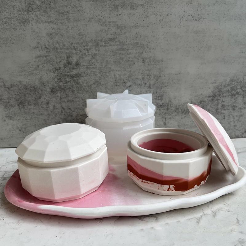 Silicone Jewelry Box Mold with Lid Jewelry Box Candle Holder Mould Bottle Epoxy