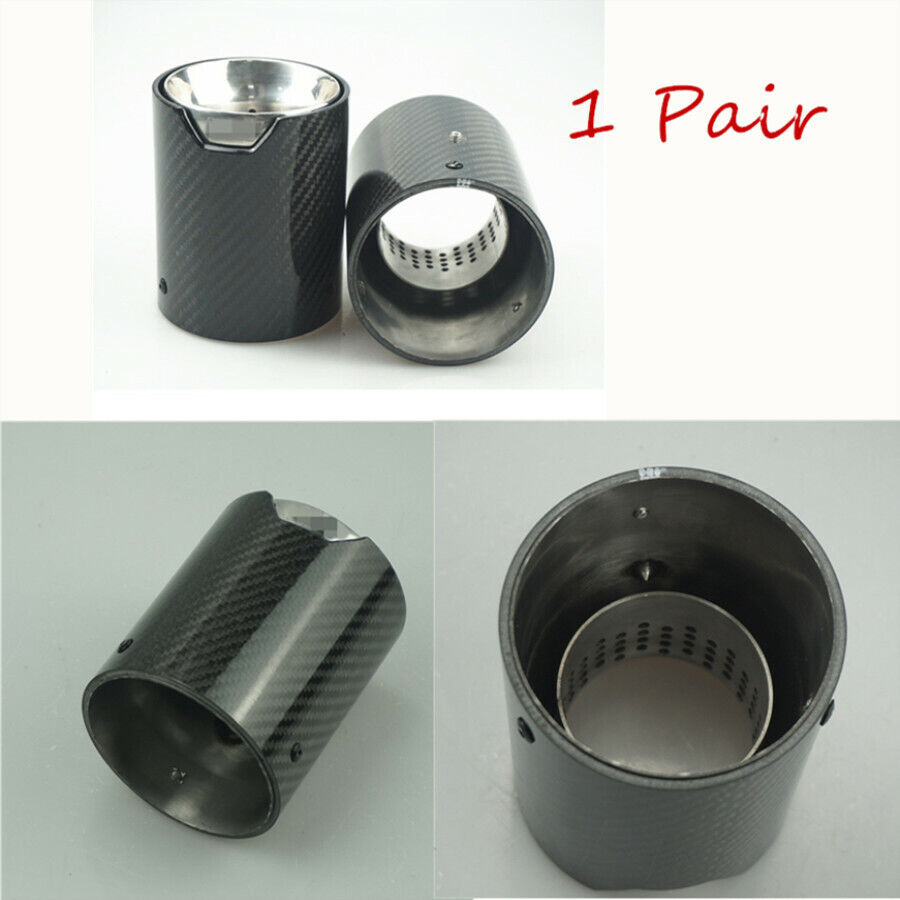1 Pair Glossy 100% Real Carbon Fiber Exhaust Tip Exhaust Pipe For BMW M5 F90