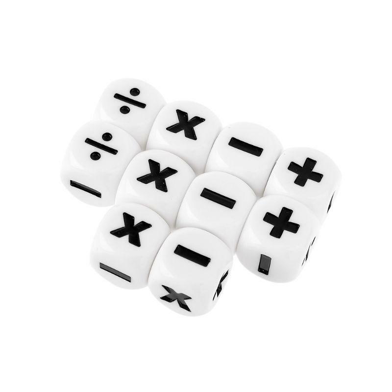 10 Pcs, 16mm D6 Dice Arithmetic Dice Mathematical Operators Club Pub Board Game