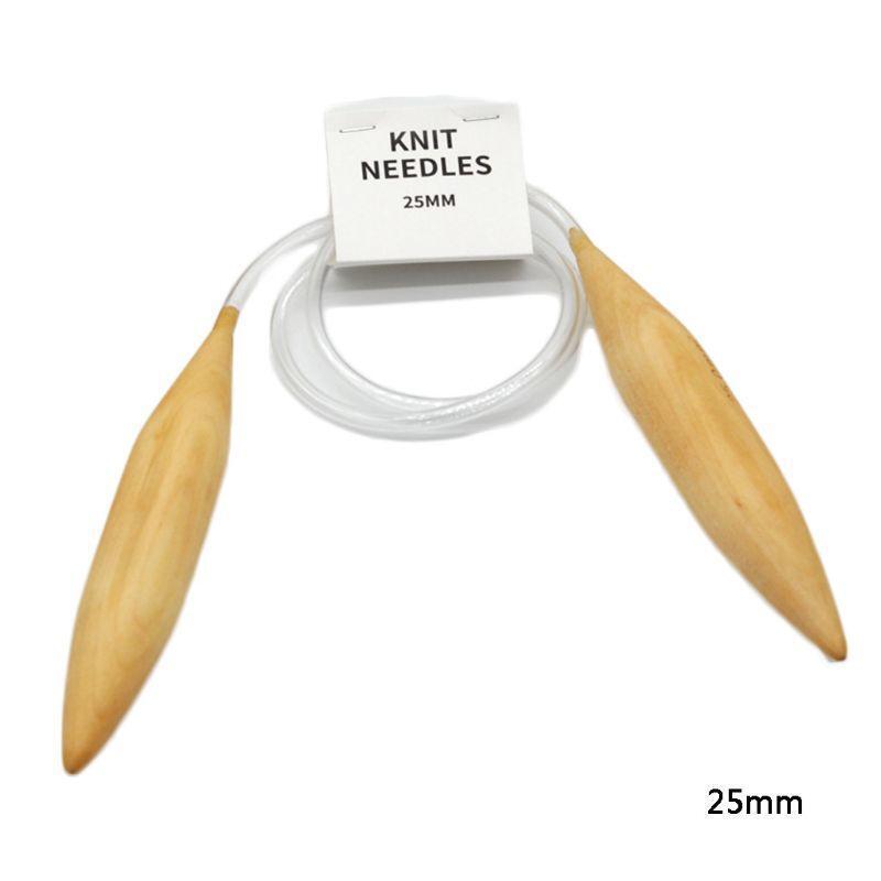 3pcs 15/20/25mm Circular Wood Knitting Needles Plastic Tube Sweater Crochet Hook