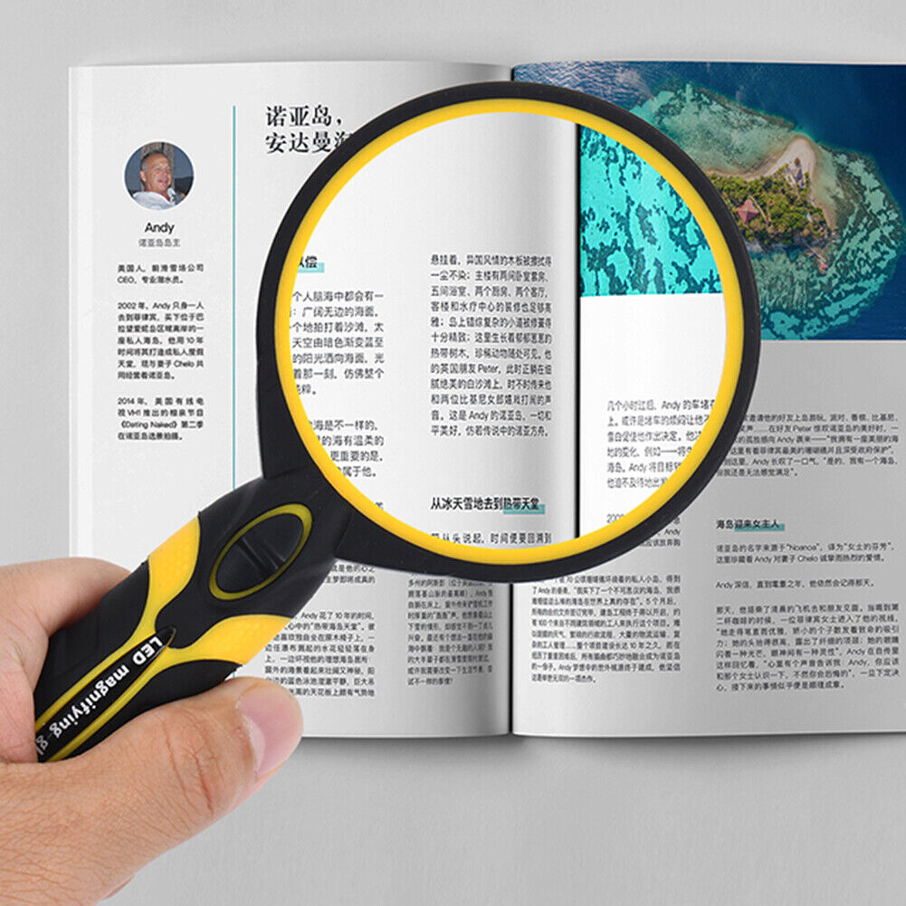 Handheld 5X Magnifier Magnifying Glass w/LED Loupe Handheld Reading Jewelry