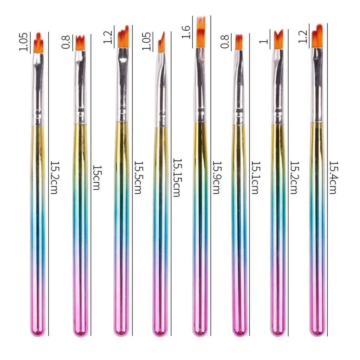 8Pcs Nail  Pen Flower Drawing Gradient Striped Pattern  DIY