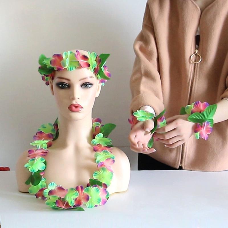 36x Hawaiian Leis Decoration Colorful Bracelet Headband Necklace Luau Leis Party