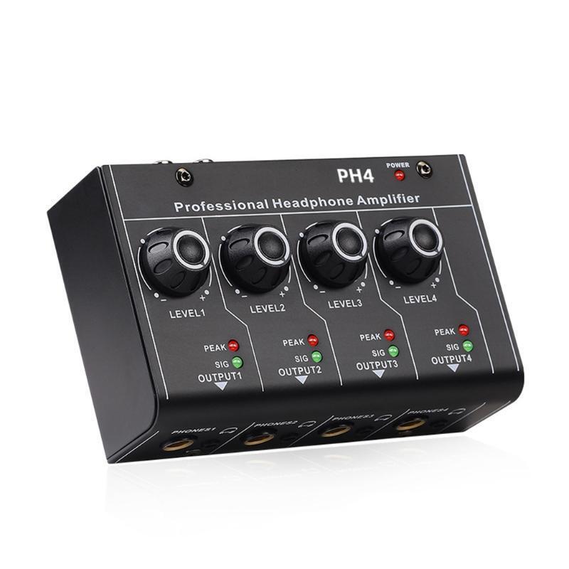 6.35mm/3.5mm Stereo Output Ultra-Compact 4 Channels Mini Headphone Amplifier