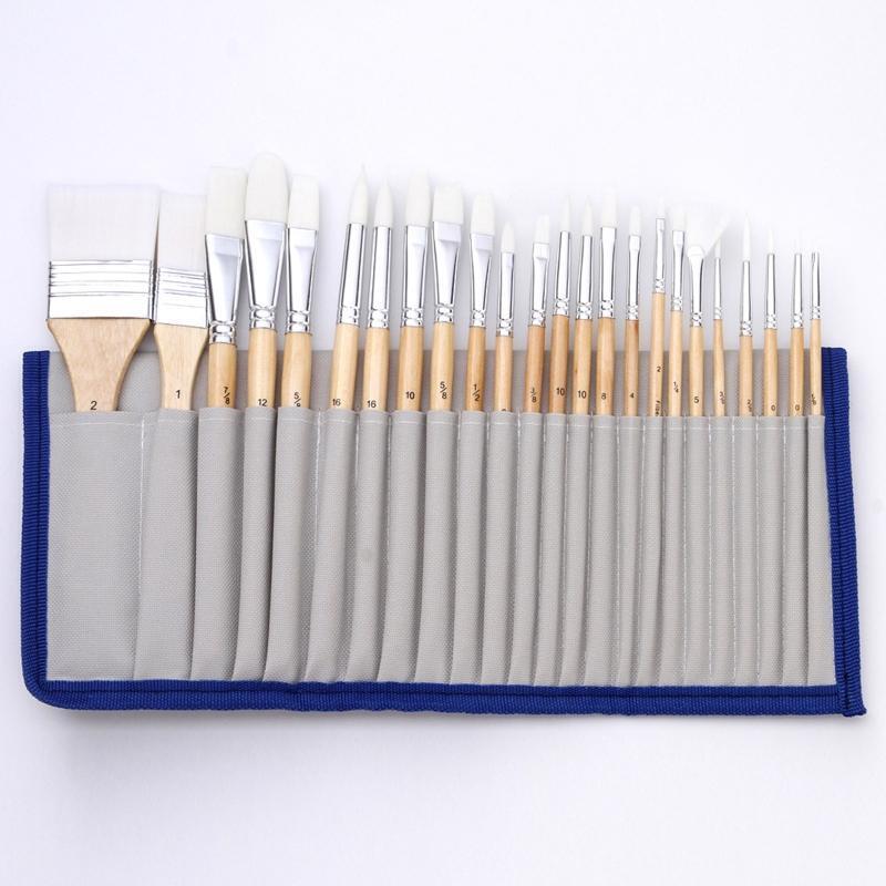 Professional Paintbrush Flat Edge Nylon Paint Brush Portable Artist Painting Kit