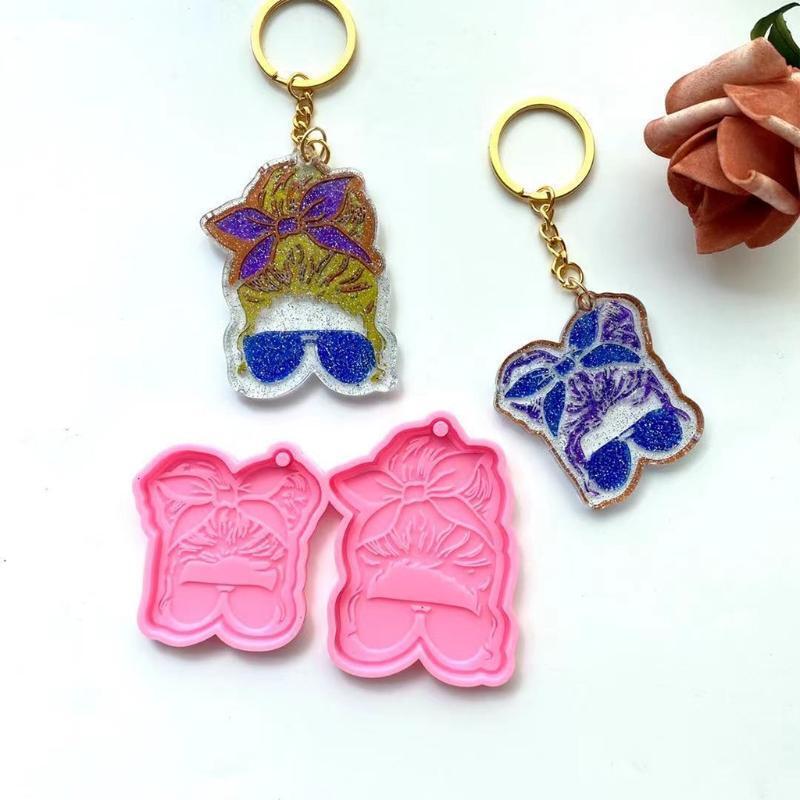 Pink Shiny Sunglasses Girl Keychain Silicone Mold for Valentine Love Gift Craft