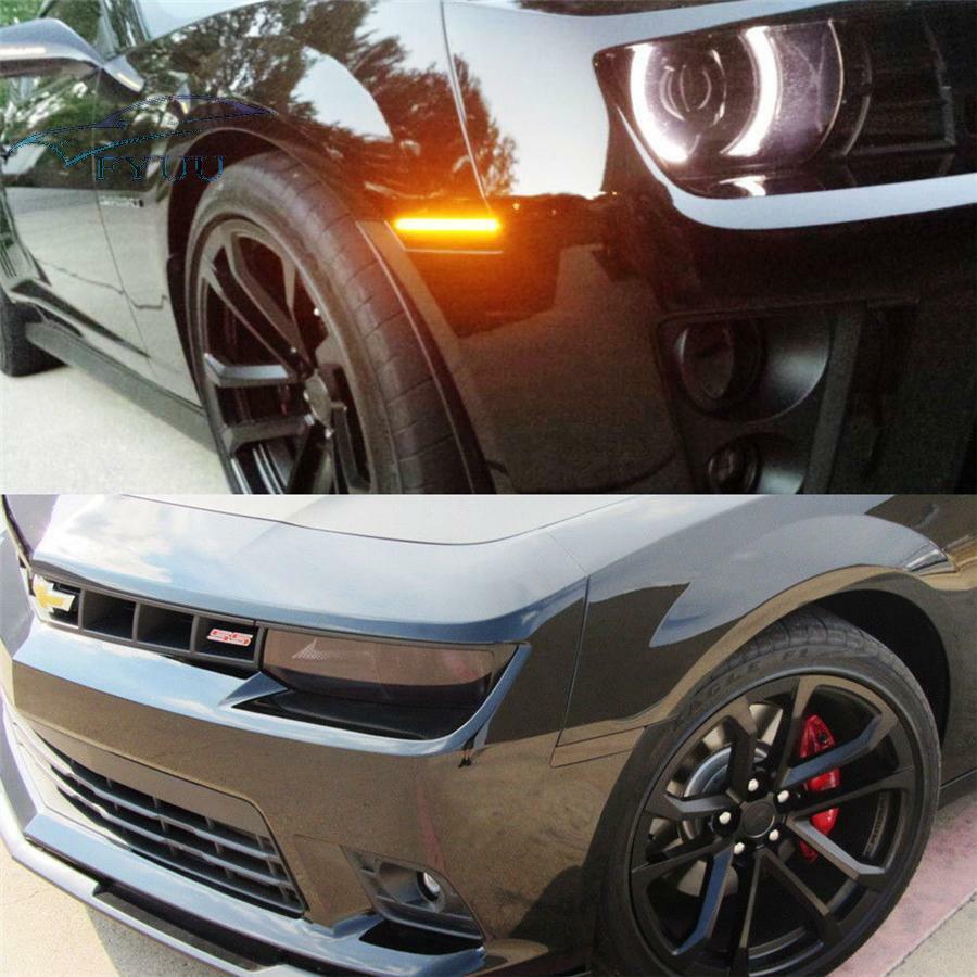 12V Signal Light Smoked LED Side Marker Front Amber For Chevy Camaro 2010-2015