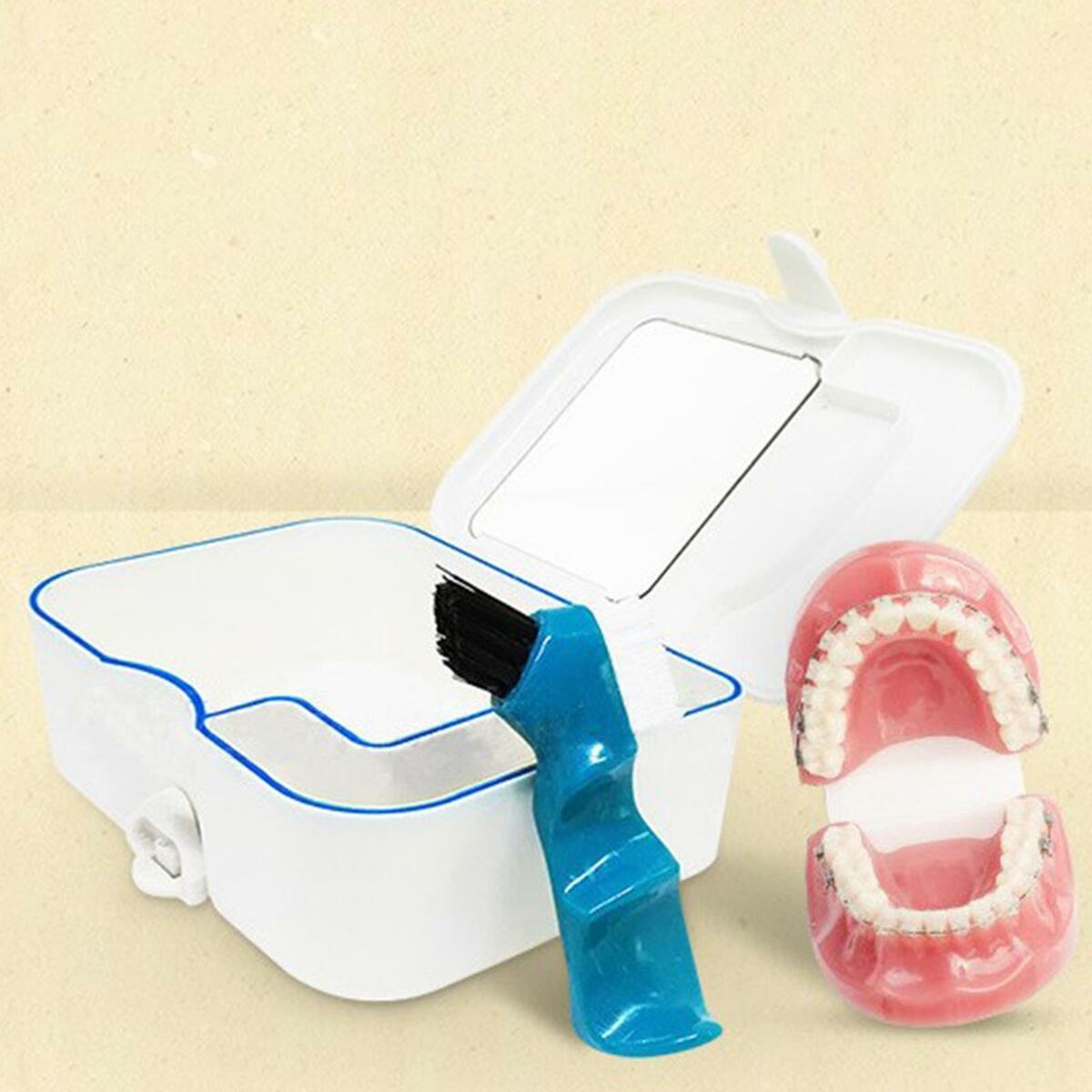 Case Soak Container Appliances Holder with Mirror & Brush