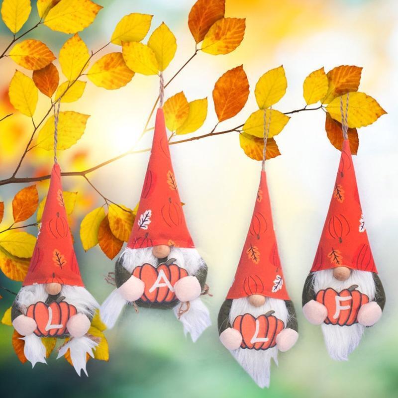 4x/Set Plush Gnome w/ Pumpkin Hanging Ornaments Gnome Harvest Gnome Decoration