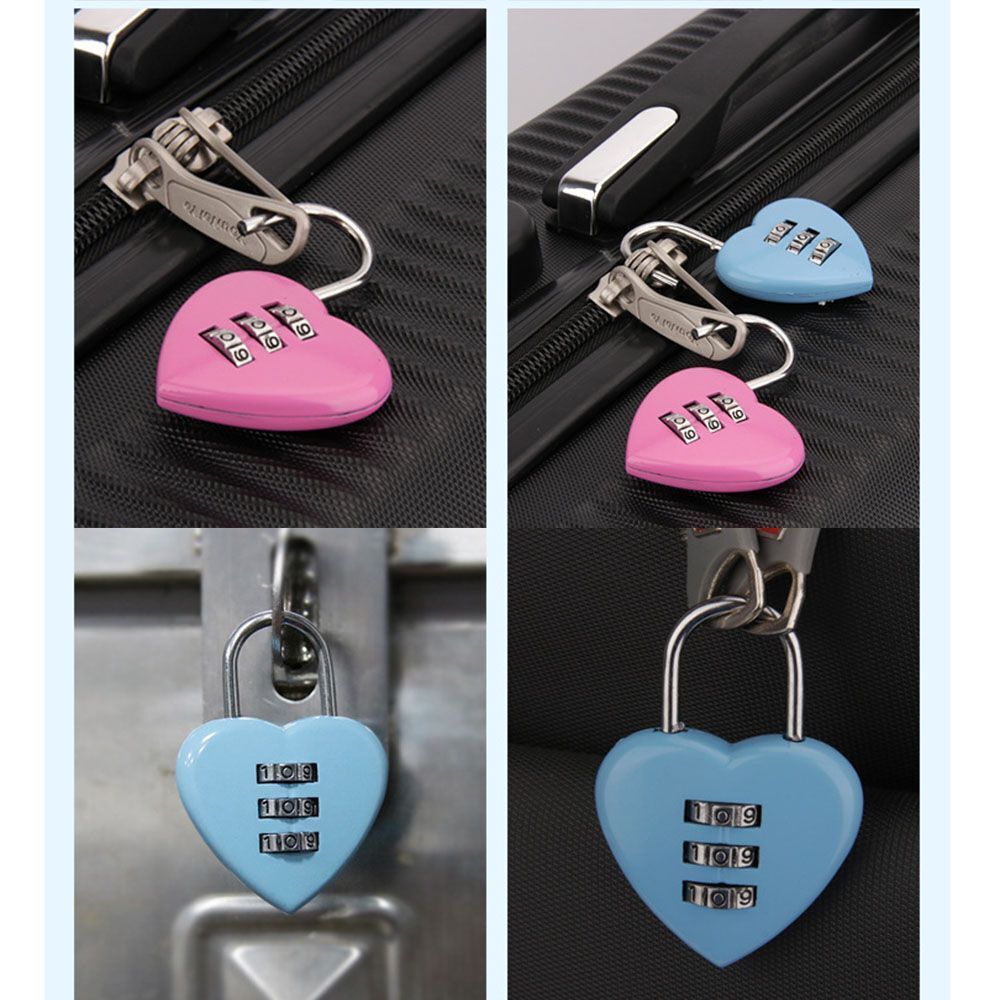 3 Digits Number Password Lock Color Padlock Heart Shape Combination Padlock