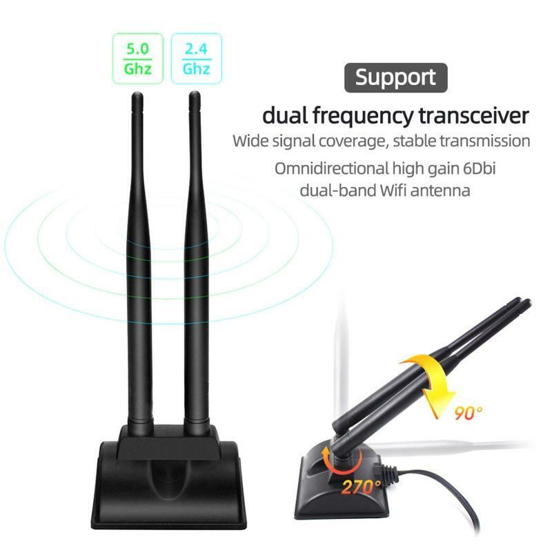 2.4GHz 5GHz Dual Band Antenna with Magnetic Base RP-SMA Male Connector for WiFi
