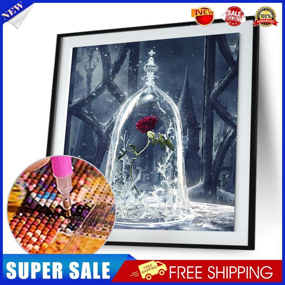 Red Rose 5D Diamond DIY Painting Kit Home Decor Craft 30 X 30cm