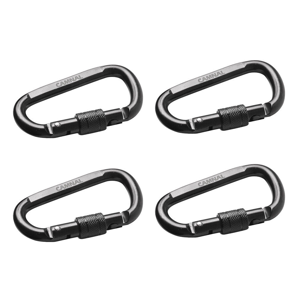 4 Pieces 30KN  Carbon Steel Screw  Outdoor Climbing Carabiner