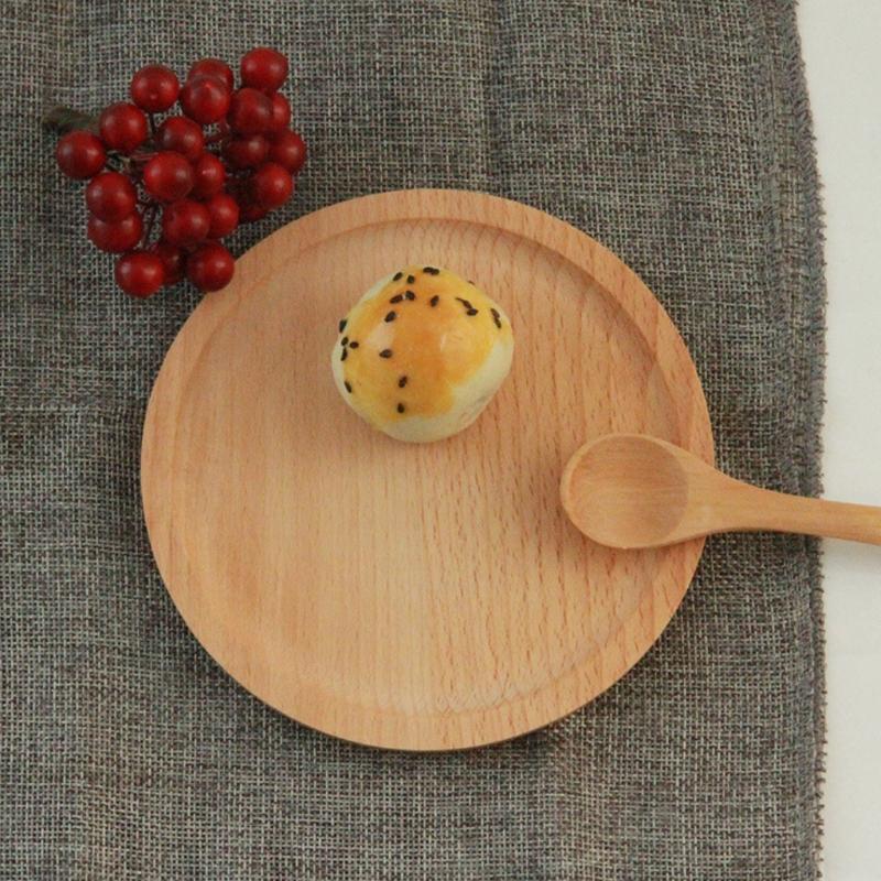 Wooden Round Pastry Tray Dessert Plate Dishes Coasters Holder Coffee Cup Mat