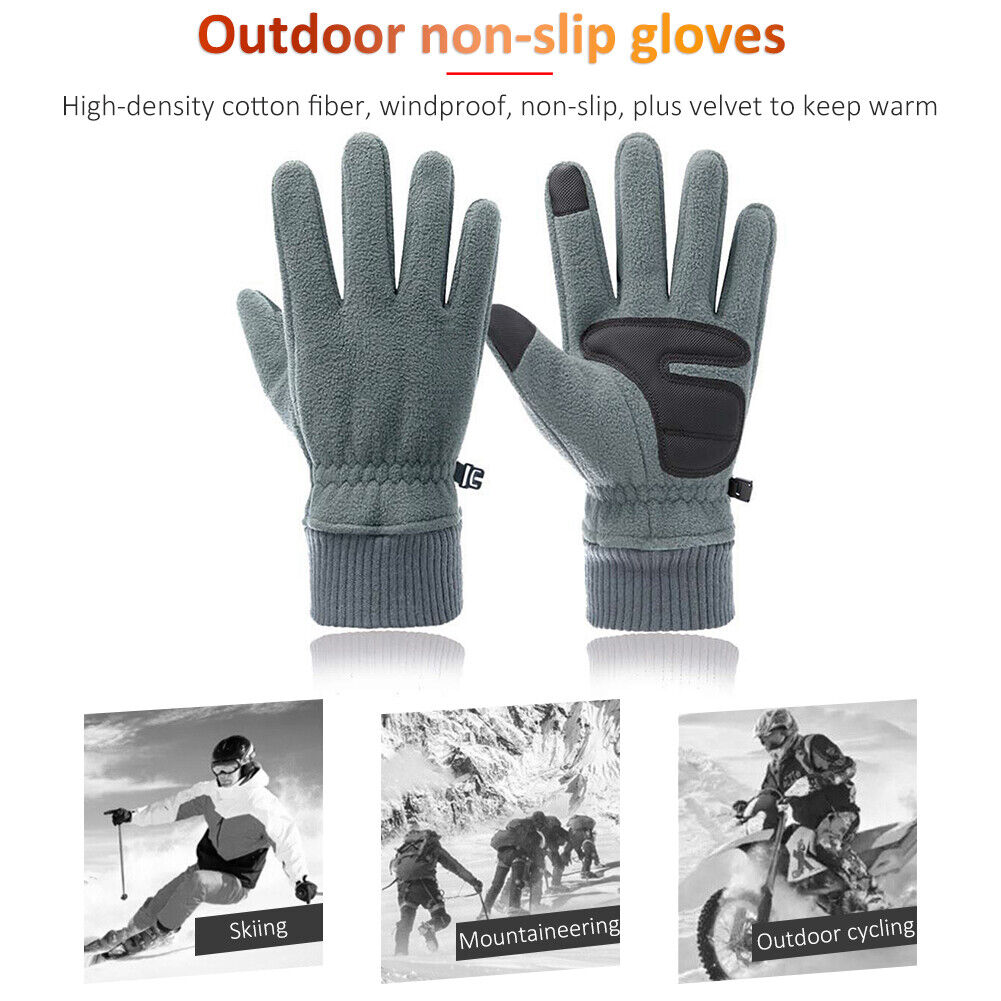 Warm Fleece Touch Screen Outdoor Cycling Windproof Gloves for Men (Grey)