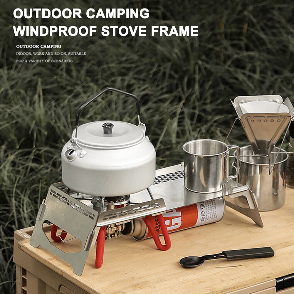 Portable Camping Picnic BBQ Table Heat Insulation Gas Stove Folding Desk
