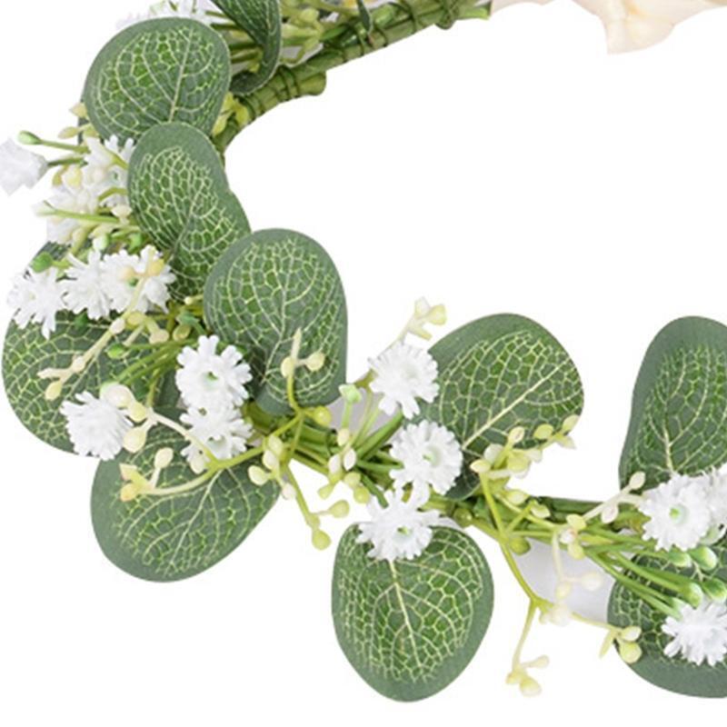 Luxury Flower Crowns with Adjustable Ribbon Wedding Hair Decor Thin-brimmed