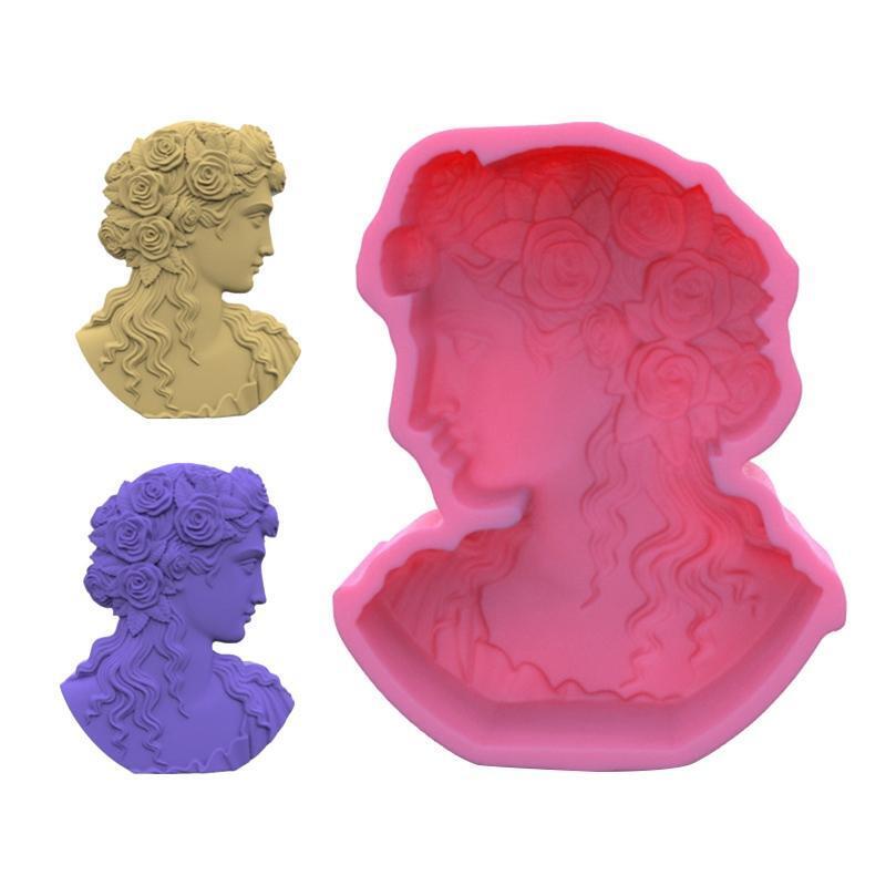 Dame Statue Aromatherapy Gypsum Candle Mold Sculpture Silicone Epoxy Mold