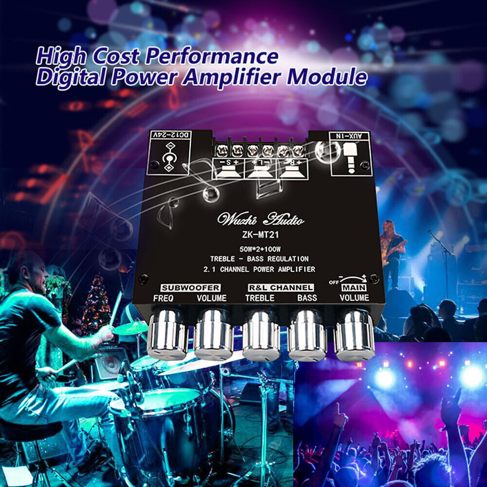 ZK-MT21 2x50W+100W Stereo BT5.0 2.1 Channel Digital Power Amplifier Board