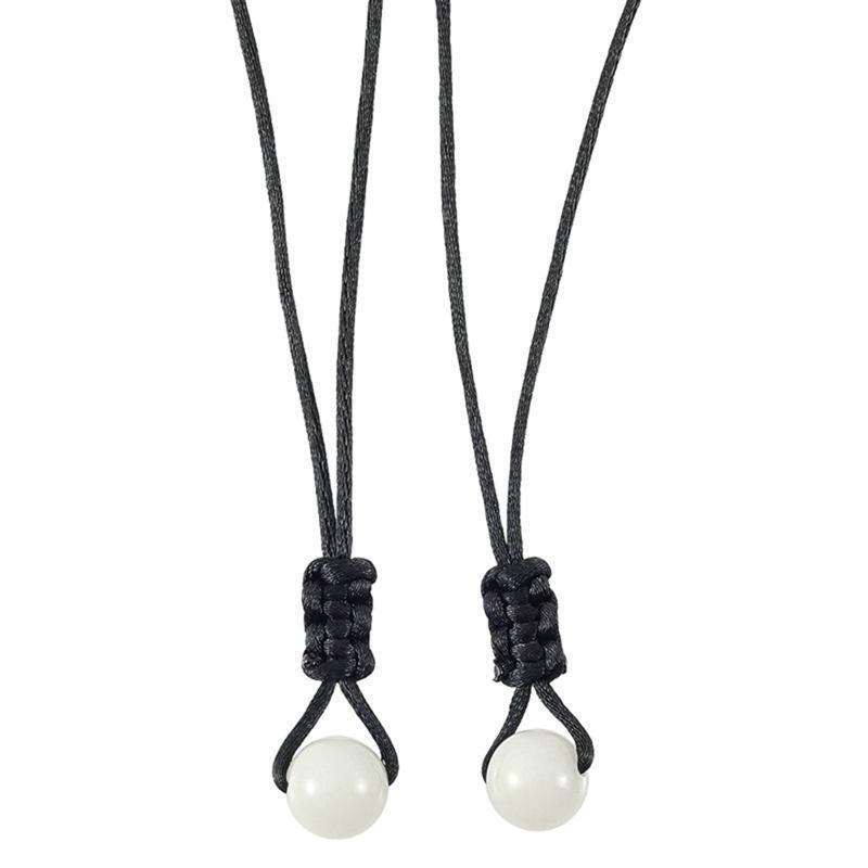 2 Pieces Luminous Bead Pendant Necklace Woven Rope Jewelry Adjustable Cord