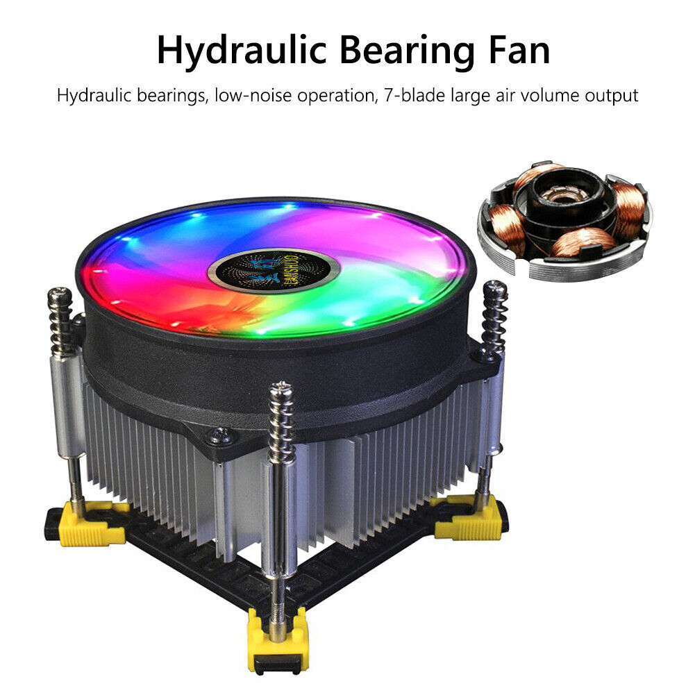LANSHUO 4 Pin PC CPU Cooling Fan PWM for Intel LGA 115X/1366 (Color Light)