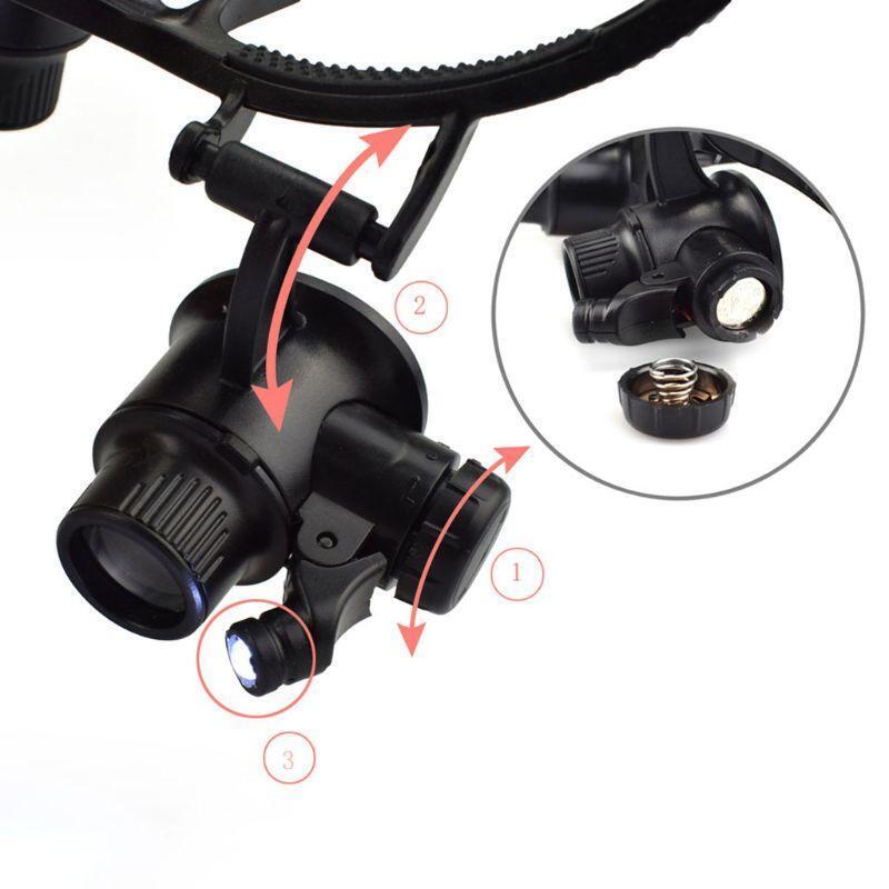 Bracket Headband Magnifying Glass With 2 LED Lights And 6 Interchangeable Lens