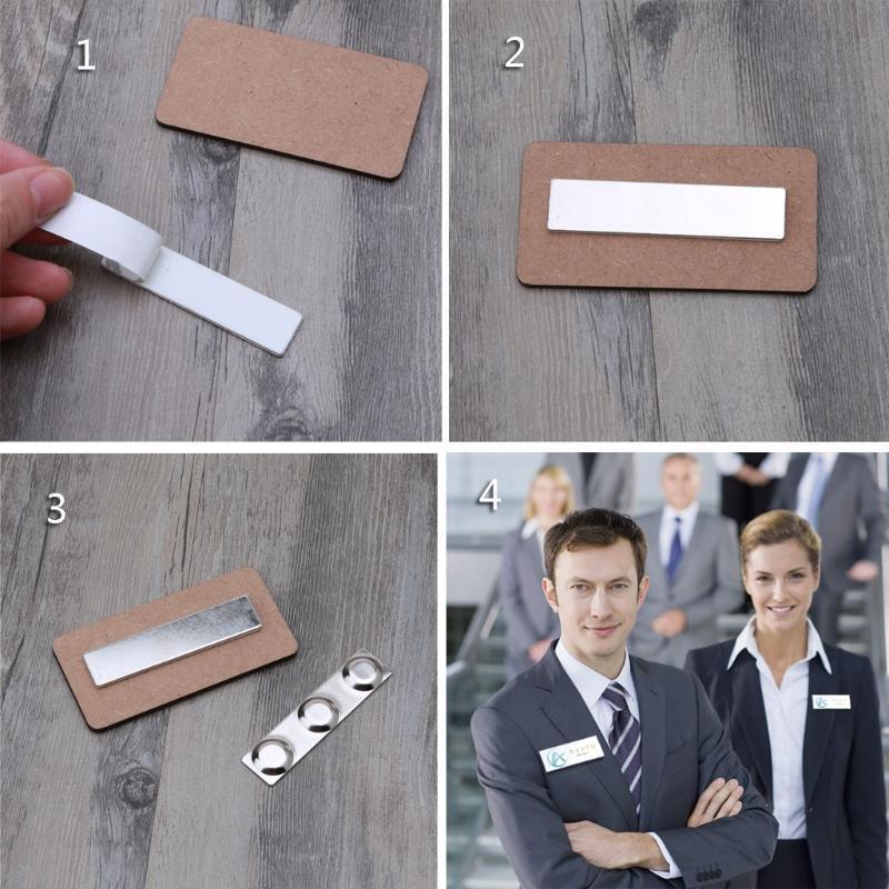 10Pc DIY Sublimation Blanks Magnetic Badge Pins Id Card Holder for Heat Transfer