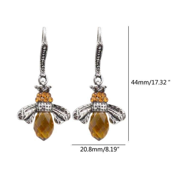 Fashionable Bee Crystal Drop Dangle Earrings Animal Hook Earring Jewelry