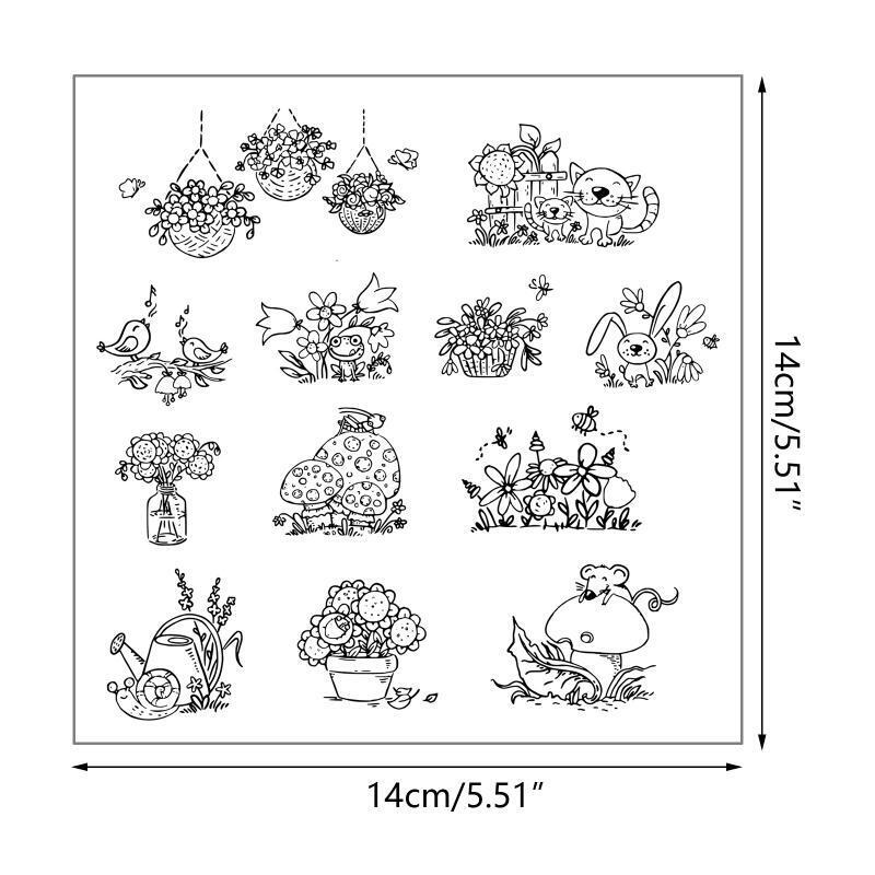 Animal Plant Stamp Cartoon Flower Rabbit Birds Mushroom Seal Handmade Crafts