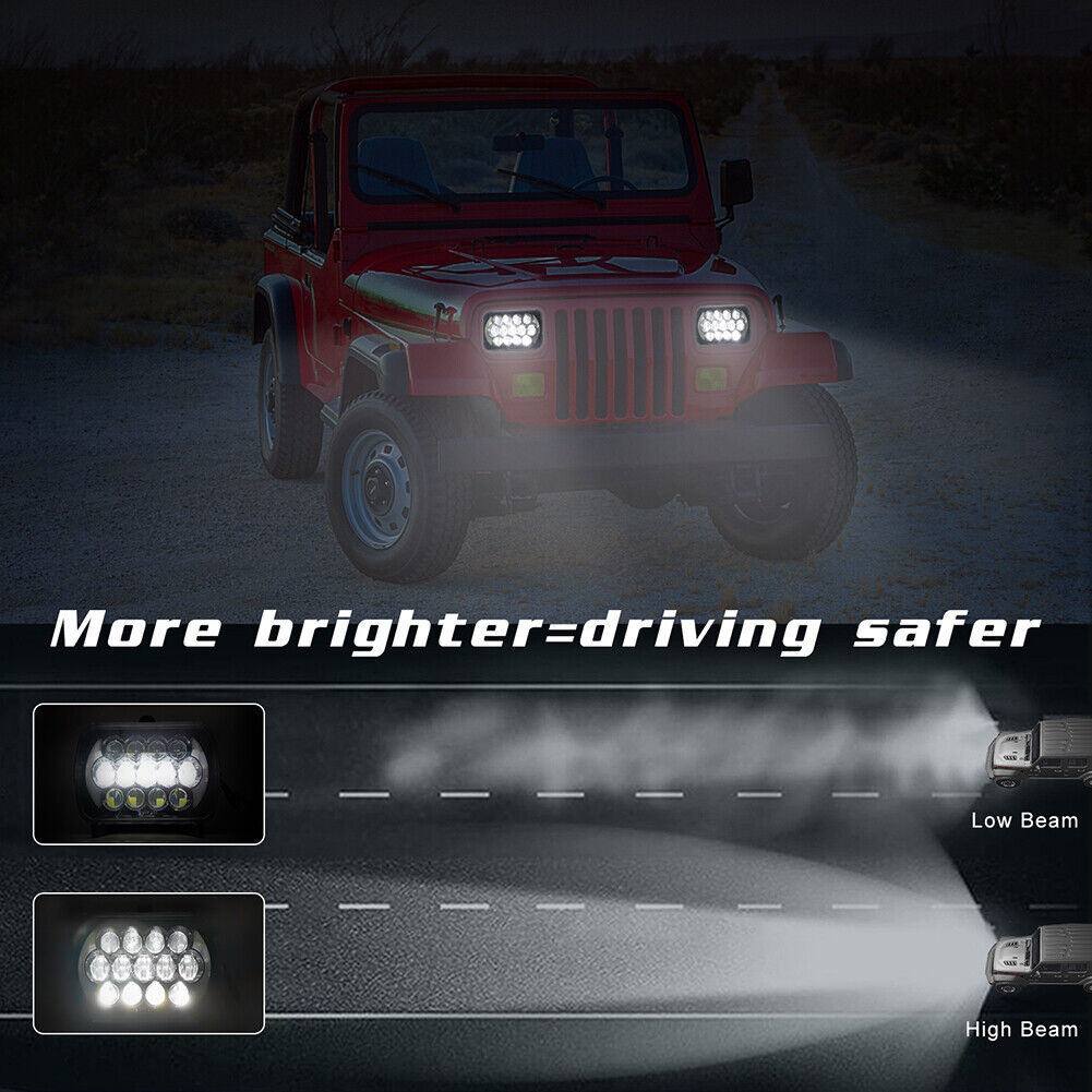 300W 5x7 7x6 inch LED Headlight Hi/Lo Beam DRL Turn Signal for Jeep Chevy