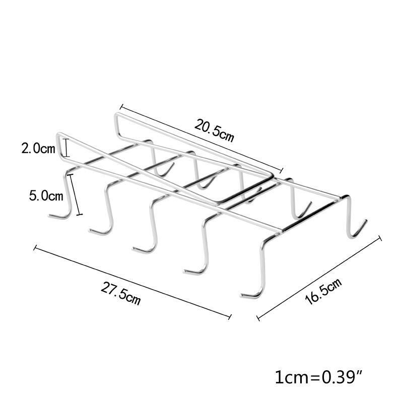 10 Hooks Stainless Steel Wardrobe Hanger Coffee Mug Cup  Hanging Holder Drainer