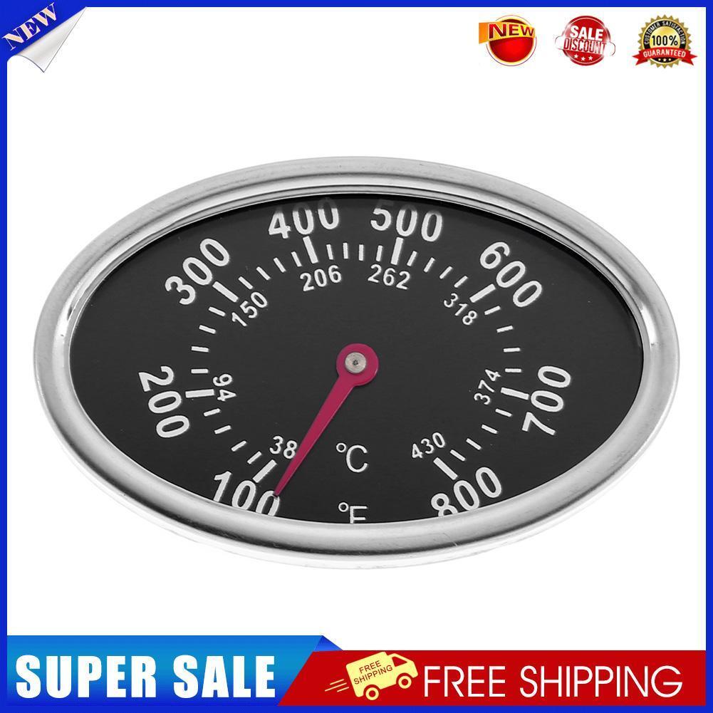 Oval Stainless Steel BBQ Grill Meat Thermometer Dial Temperature Gauge