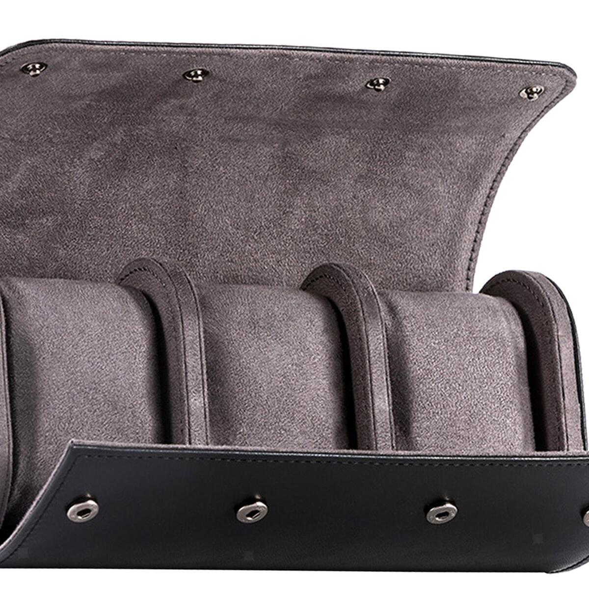 of2 3 Slots Luxury PU Leather Watch  Travel Case Organizer Holder