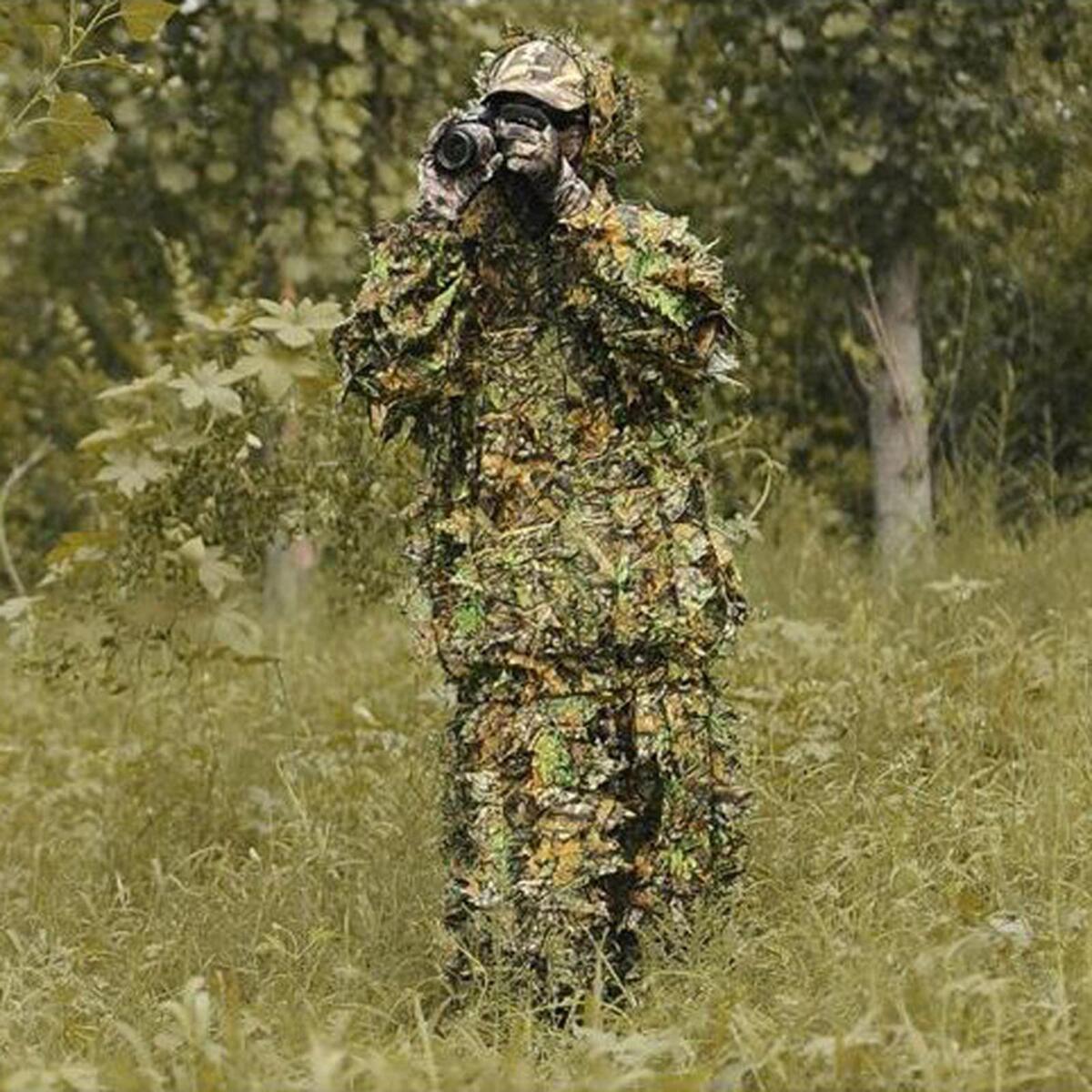 Ghillie Suit Set Woodland Hunting Camo Jacket Pant Jungle Leaves
