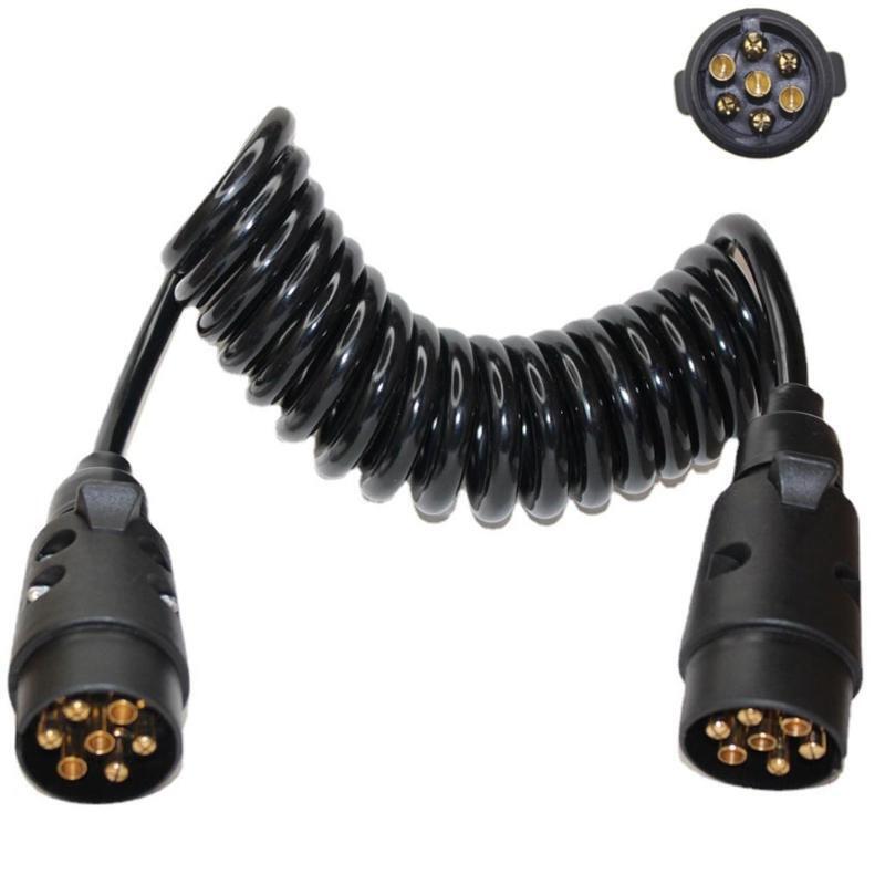 Trailer Truck Board Curly Connector Extension Cable 2M 7pin Plug Flying Socket