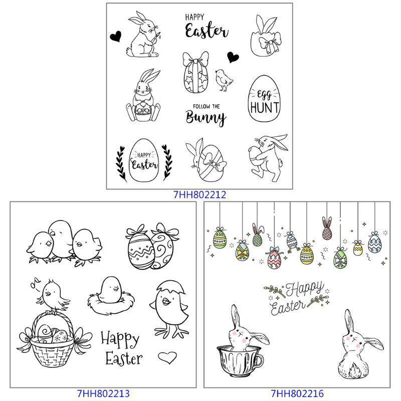 Happy Easter DIY Silicone Clear Stamp Cling Seal Scrapbook Embossing Album Decor